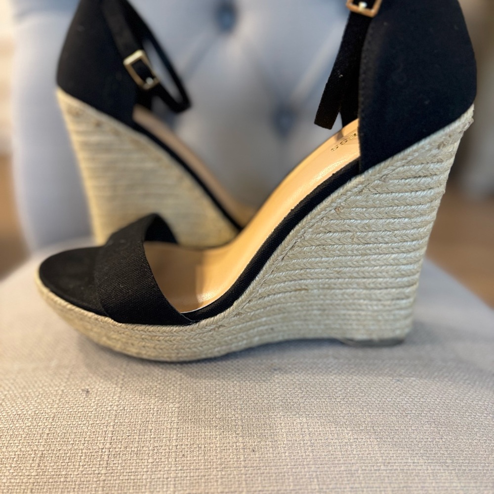Black Wedge Sandals